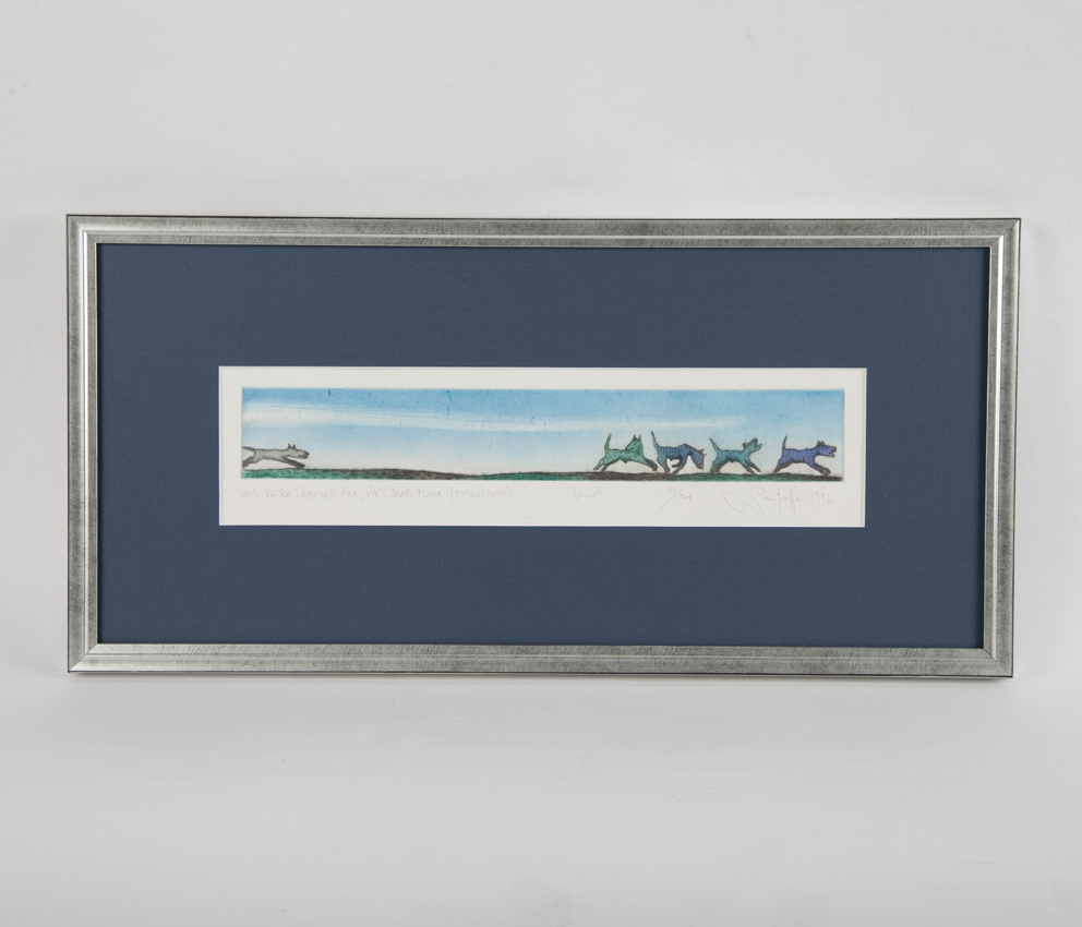 Navitrolla - "Viis koera lähevad ära, üks jääb maha (emane vist)" 51x25cm